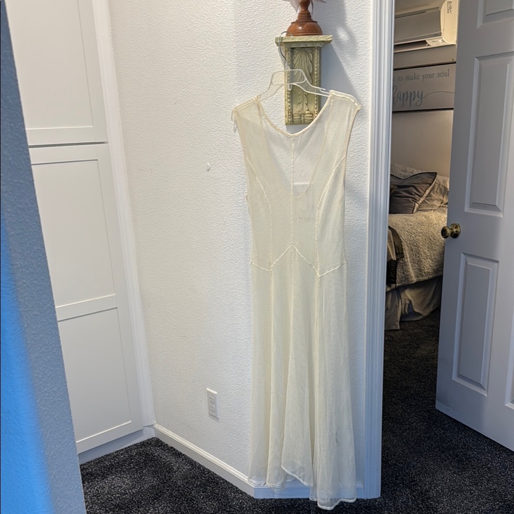 Free People White Sleeveless Tiered Maxi Dress
